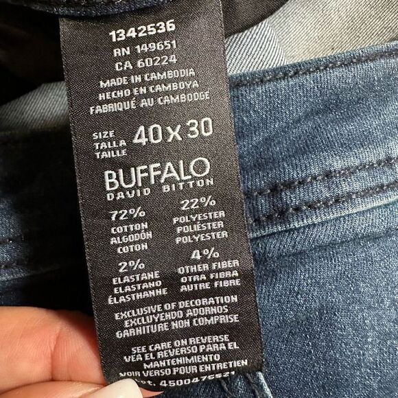 Buffalo David Bitton Men’s Size 40x30 Axel Slim Stretch Jeans Dark Wash Denim - Picture 7 of 11